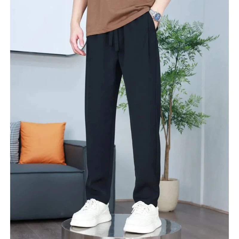 

Spring Autumn New Fashion High Waist Solid Casual Pants Men's Clothing Casual Straight All Match Pockets Korean Style Trousers