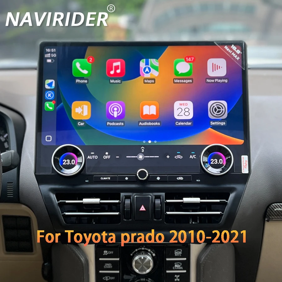 16.8 "لتويوتا برادو لاند كروزر 150 2010-2021 راديو السيارة الاندورويد شاشة تعمل باللمس Carplay نظام تحديد المواقع مشغل فيديو الملاحة الوسائط المتعددة