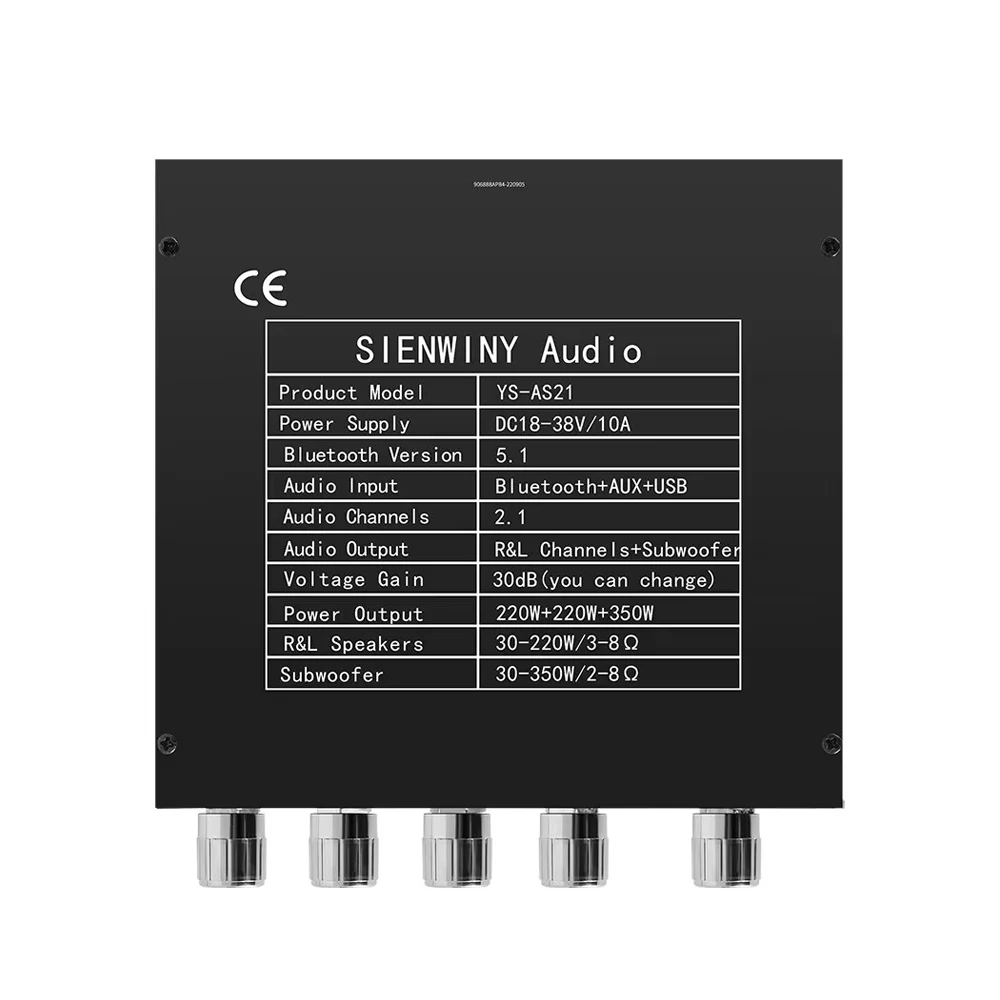 YS-AS21 2*220W+350W 2.1 Channel BT Digital Power Amplifier Board TPA3251 AMP Subwoofer Treble Bass Tone Audio APP USB