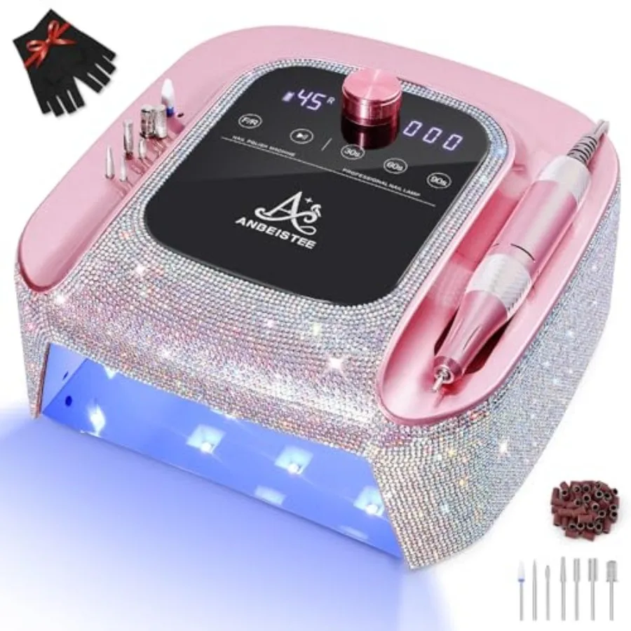 

2-in-1 Nail Drill and UV LED Nail Lamp, Professional Rechargeable 45000 RPM Electric Nail Drill Machine, Nail Grinder, Fast Nai