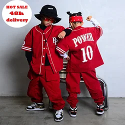 Modern Jazz Dance Hiphop Practice Clothes Festival Outfits Hip Hop Dance Clothes For Kids Red Outfits Jazz Street Dance Wear