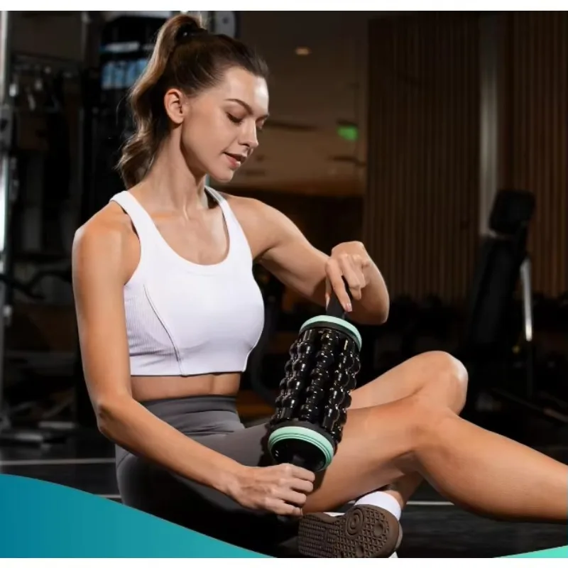 Electric Roller Massager Deep Tissue Therapy Device With Hands-Free Base For Muscle Relaxation