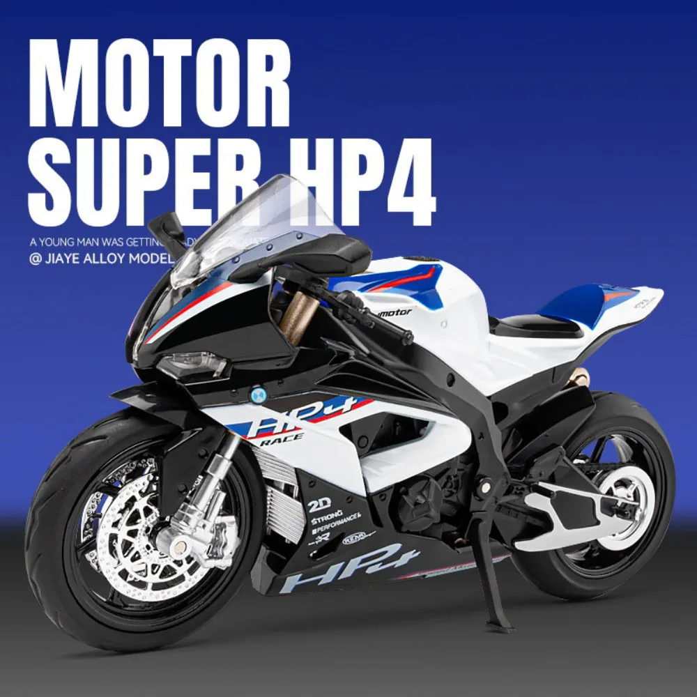 

1:12 Alloy HP4 R1250GS Motorcycle Model Toys Car Front Wheel Steering Sound Light Shock Absorption Motor for Boys Birthday Gifts