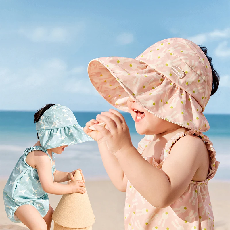 Kids Wide Brim Shell-Shaped Sun Hat Open-Top UV Protection Toddler Beach Visor Cap Summer Baby Sun Hats for Girls 6M–5Y
