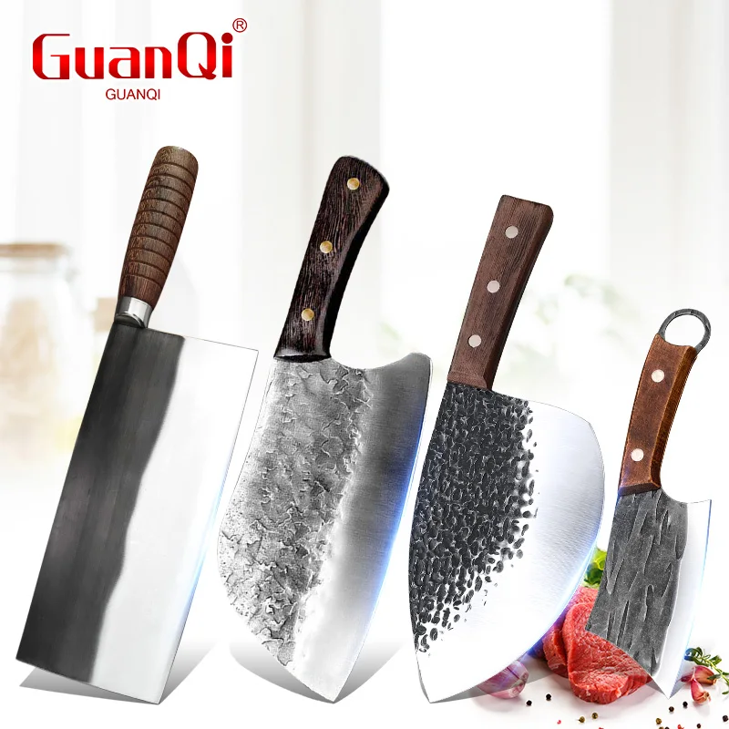 Forged Kitchen Butcher Cleaver Knife Wooden Handle Chef Knife For Meat Slicing Fish Filleting Cutting Vegetables Kitchen Tool