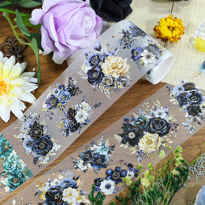 60mm*200cm Vintage Flower Landscape PET Tape Creative DIY Journal Material Collage Scrapbook Stationery