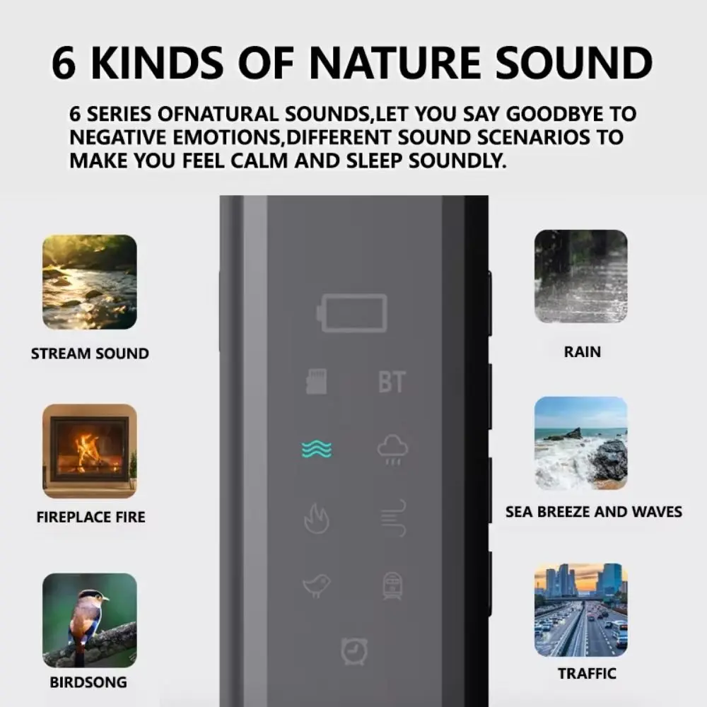 Sleep Aid White Noise Bluetooth Speaker Timing off Support TF Card Bone Conduction Soundbar Improve Sleep Stereo Bass