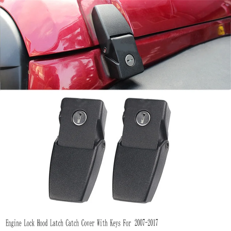 1Set Engine Hood Lock Latch Catch Cover With Keys For Jeep Wrangler JK Unlimited 2007-2017 Car-AD39