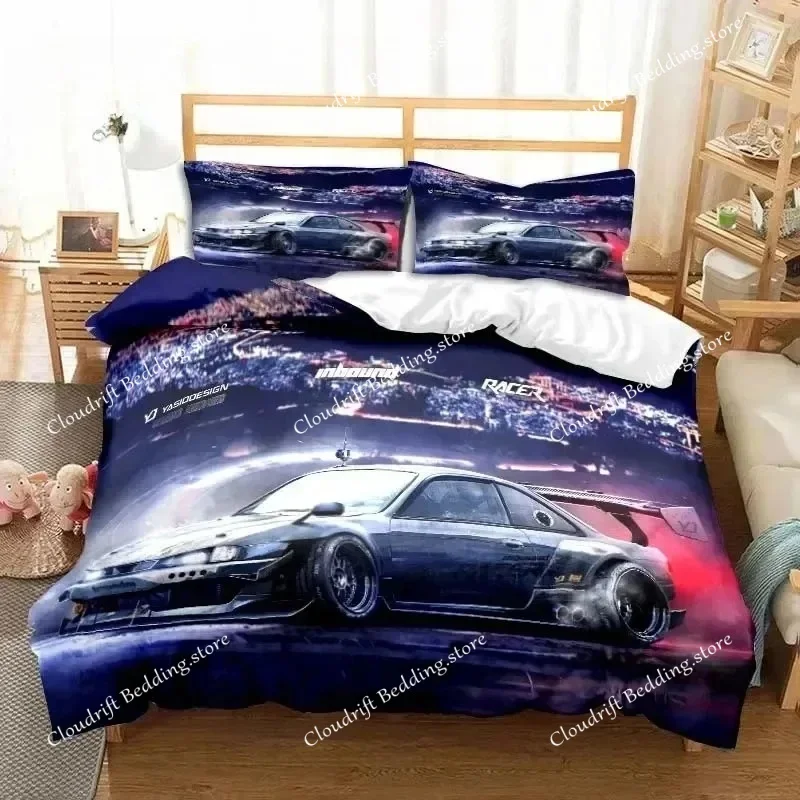 Drift Cars Cool Racing Car Bedding Set Single Twin Full Queen King Size Bed Set Adult Boys Bedroom 3D Print Men Boys Gift