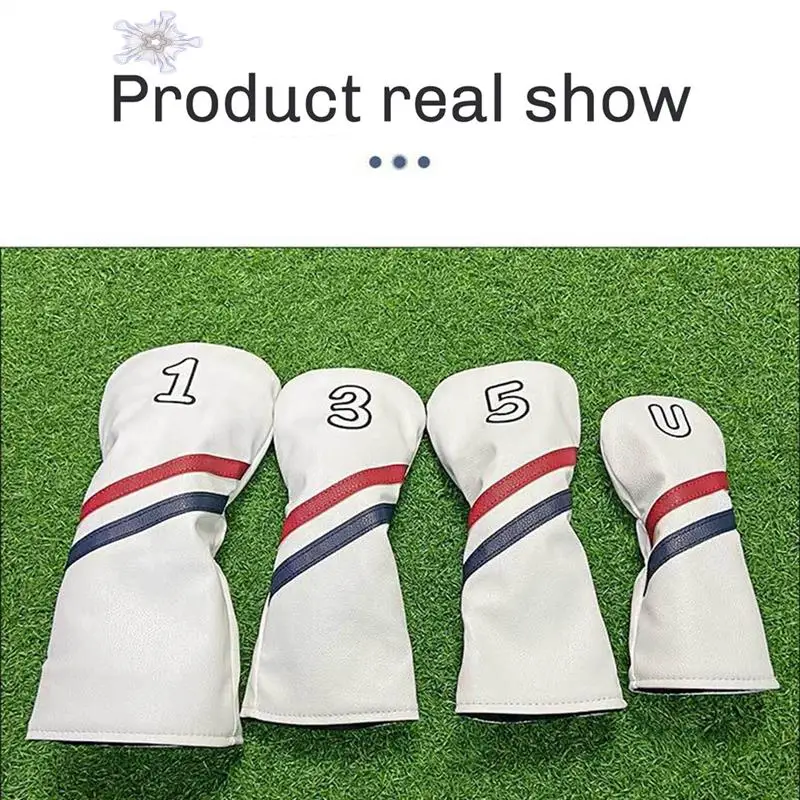 

4PCS Golf Club Cover, Number Print Golf Club Cover, PU Waterproof Club Protective Cover 1+3+5+U Number