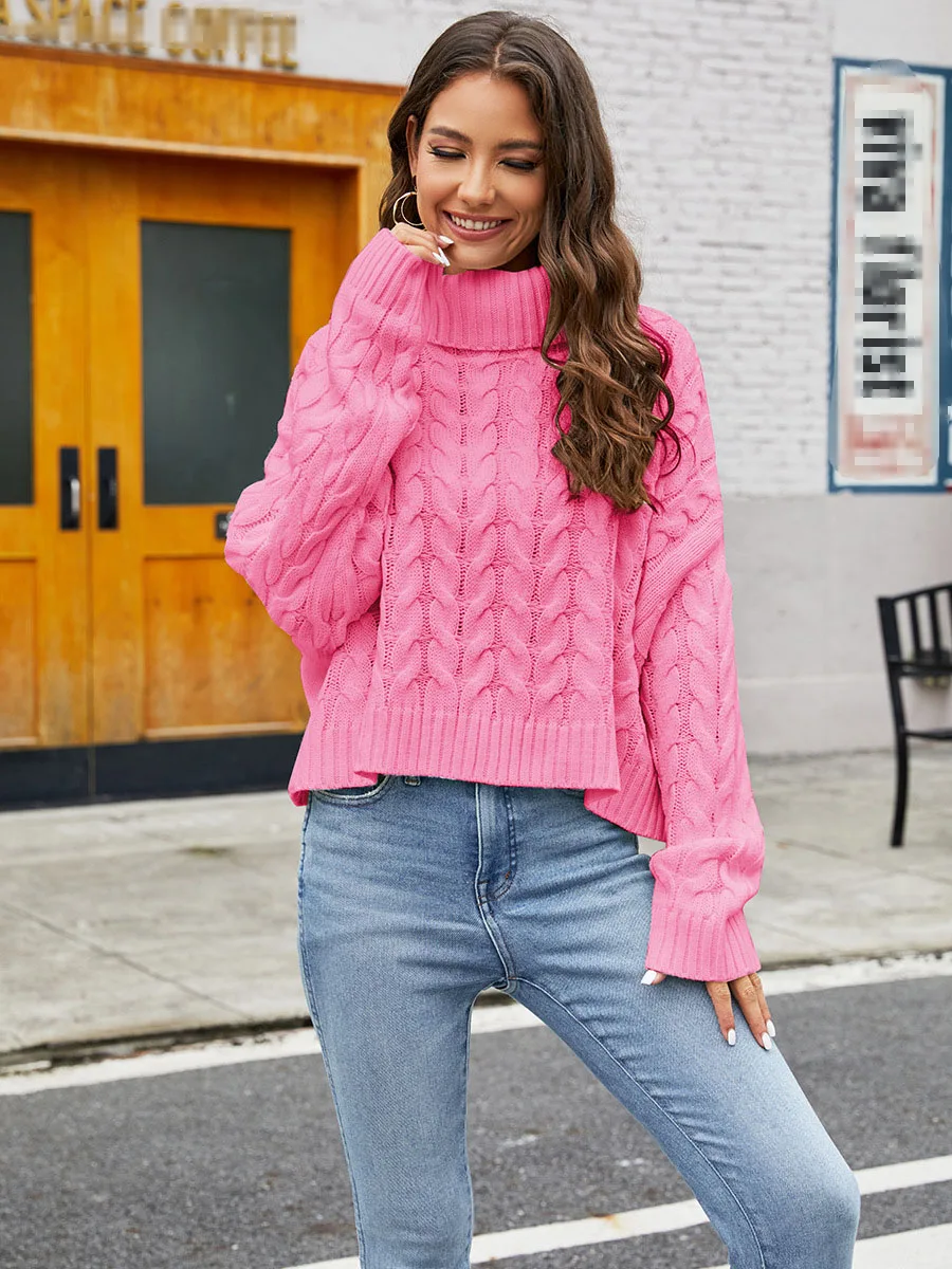 

Women's Sweater Autumn Winter 2024 Fashion Long Sleeve Turtleneck Solid Color Casual Streetwear Personality Pullover Women Top