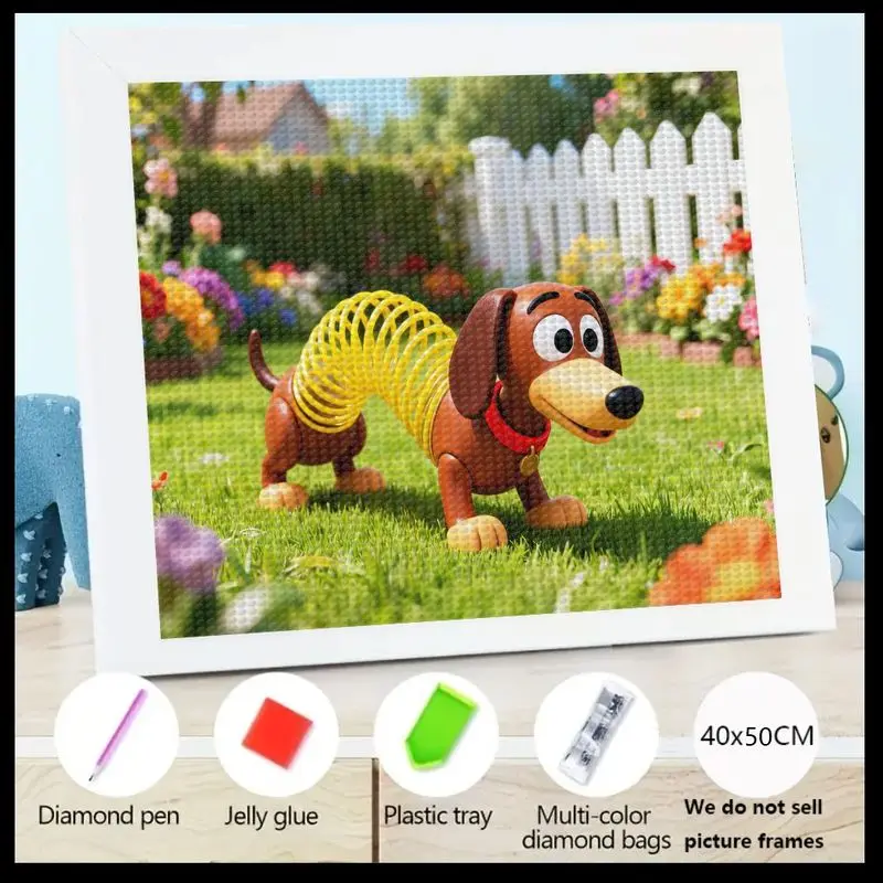 

1PC Disney Pixar Toy Story Slinky Dog 5D Diamond Painting Kit, Full Drill DIY Cute Cartoon Animal Character Crystal Rhinestone A