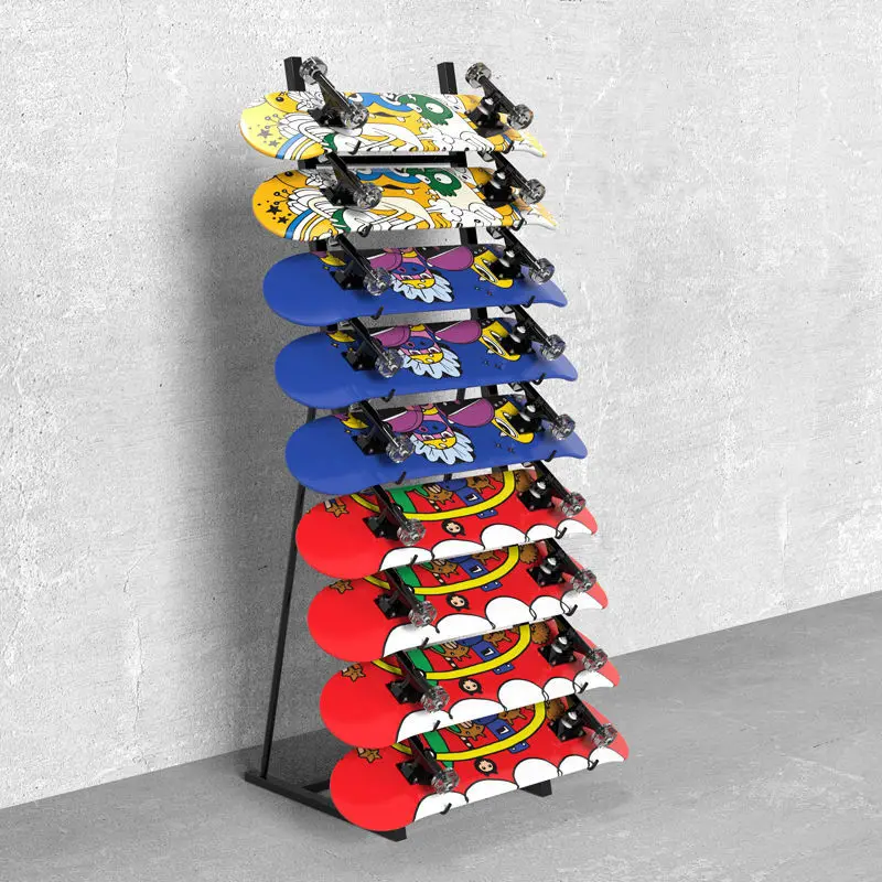 Double warping skateboard hanger Longboard land surfboard load-bearing hanger Multi-layer wrought iron storage display shelf