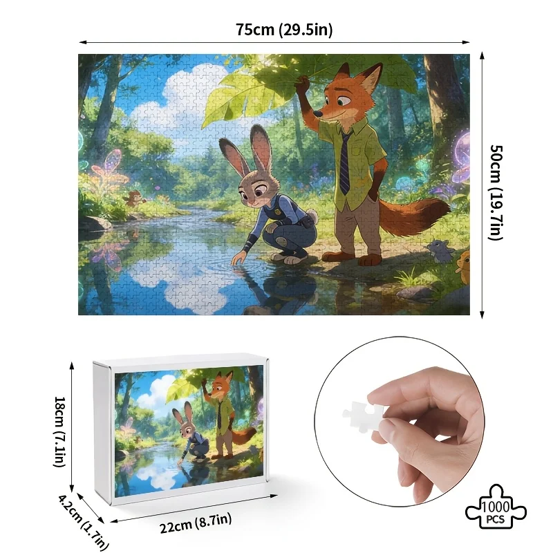 1000 ชิ้น จิ๊กซอว์โปสเตอร์ดิสนีย์ ซูโทเปีย จูดี้ และ นิค ไวลด์ - กิจกรรมสนุกๆ สำหรับครอบครัว, ภาพยนตร์, เกมวันเกิด, ของตกแต่งห้อง