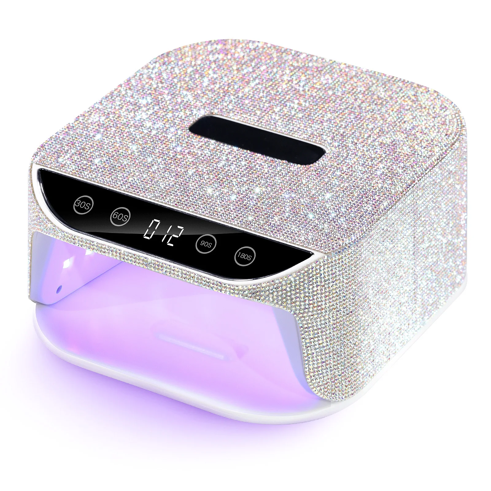 New Nail Lamp with Rhinestones Quick Drying LCD Touch Curing All Gel Manicure with Handle Cordless Nail UV LED Lamp