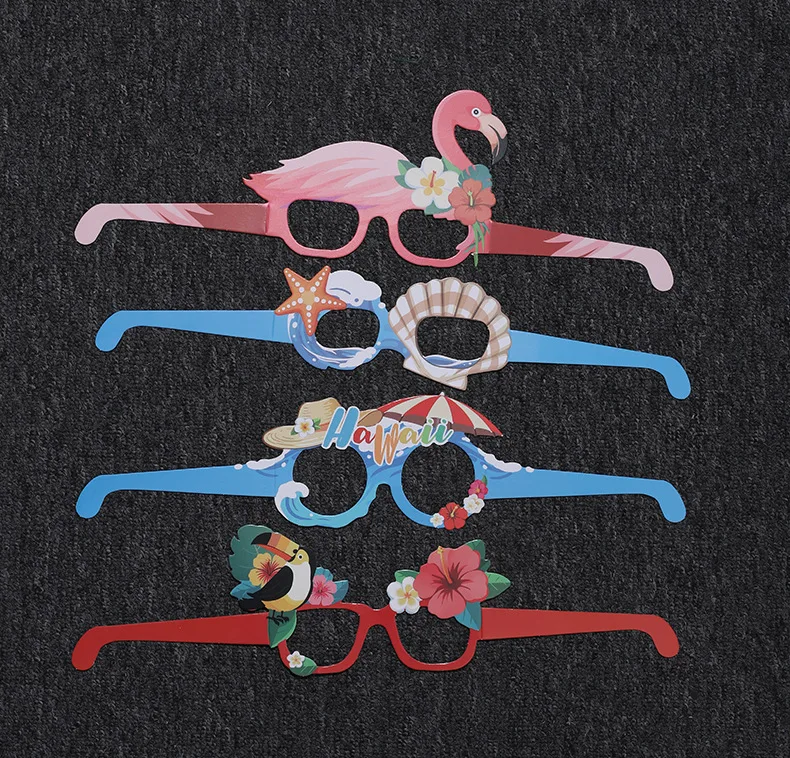 8 Pcs Ocean Line Luau Party Sunglasses Funny Hawaiian Glasses Tropical Fancy Dress Props Fun Summer Beach Themed Party Supplies