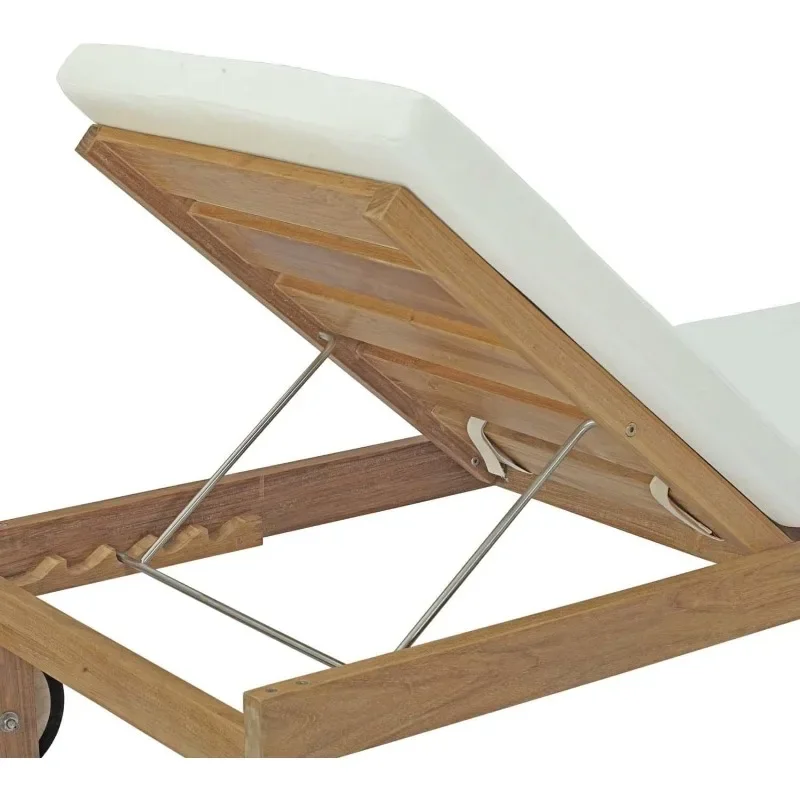 Outdoor Pátio Lounge Chair com Almofadas, Sofá reclinável, Teak Bed