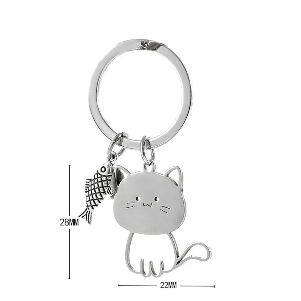 1 PCS Funny Cat Fish Keychain Simple Lovely Animal Key Holder Creative Kittens Backpack Pendant For Gifts