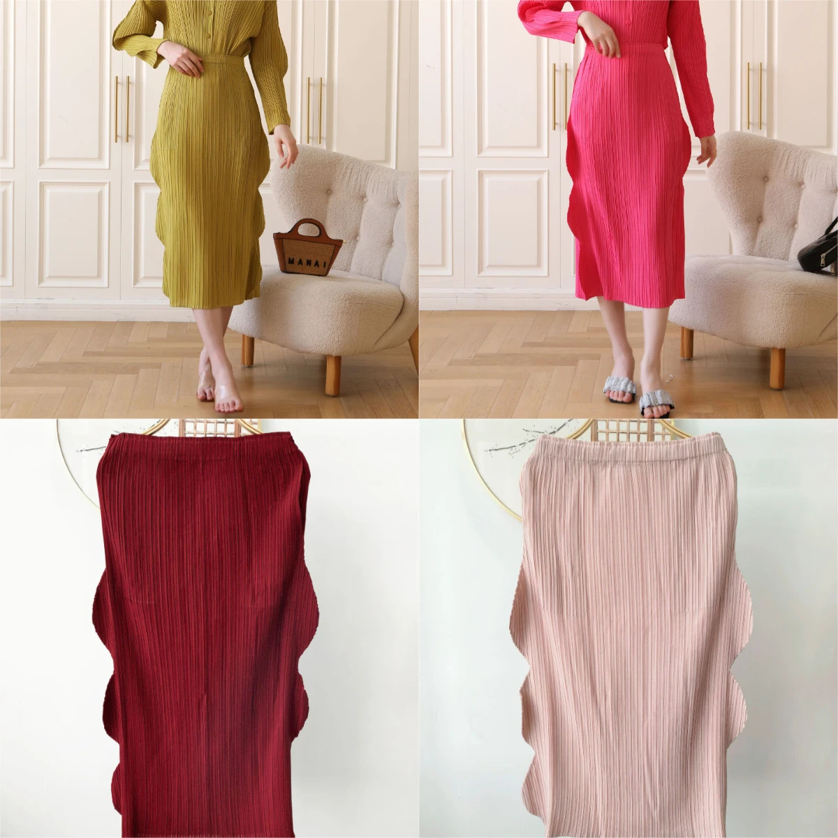 

Miyake Fold 2025 Autumn Spring Summer High End Fold Fashion Niche Design Sense Leisure Sweet Fresh Loose Half Skirt Pleated