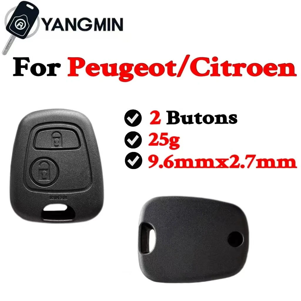 

YANGMIN Remote Car Key Fob Shell Case Cover 2 Buttons For Peugeot 106 107 206 207 307 406 407 Citroen C1 C2 C3 C5 XSARA Picasso