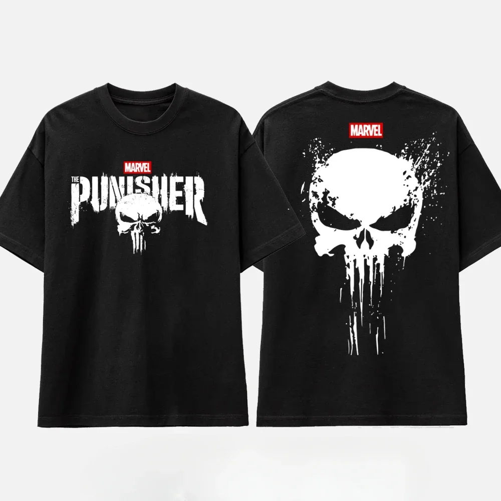 Punisher Skull T-Shirt manica corta estate Vintage sport T Shirt uomo donna cotone allentato girocollo Tee Hip Hop Street top