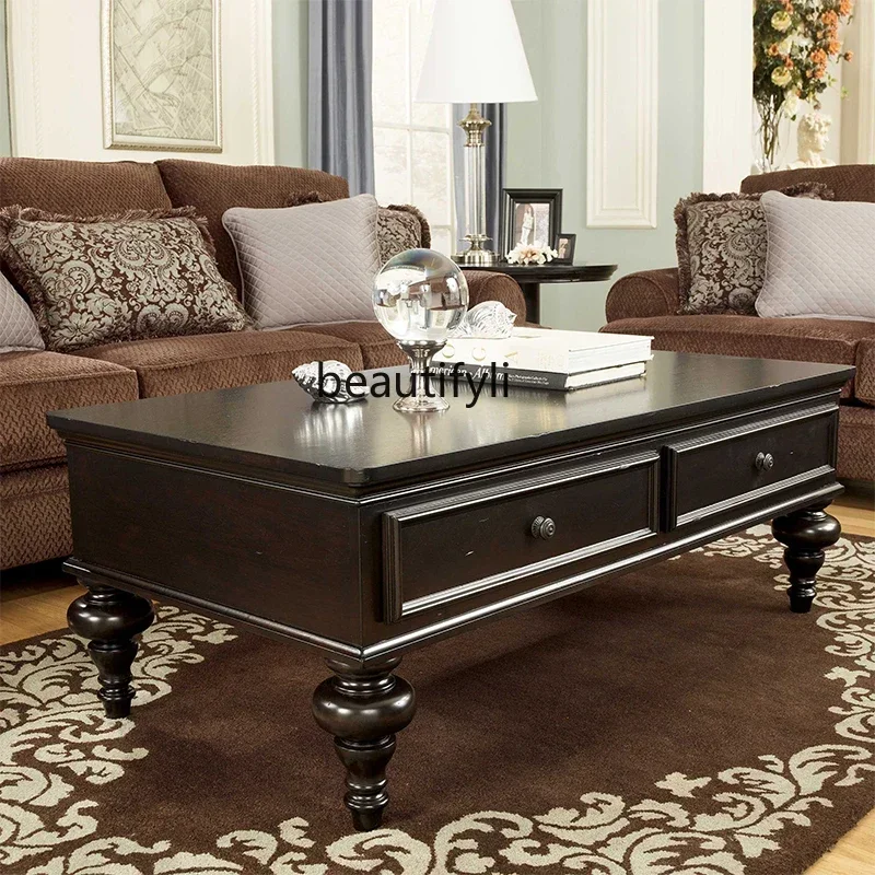 182C Чайный столик из цельного дерева во французском стиле ретро, американский домашний квадратный стол, простой современный подъемный журнальный столик