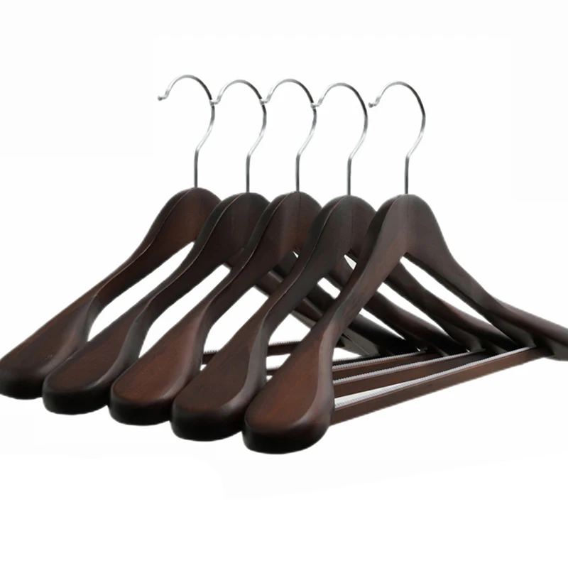 

Black Walnut Wood Coat Hanger Solid Wood Suit Hangers With Brass Hook Anti-skid Shoulder Seamless Clothes Drying Rack