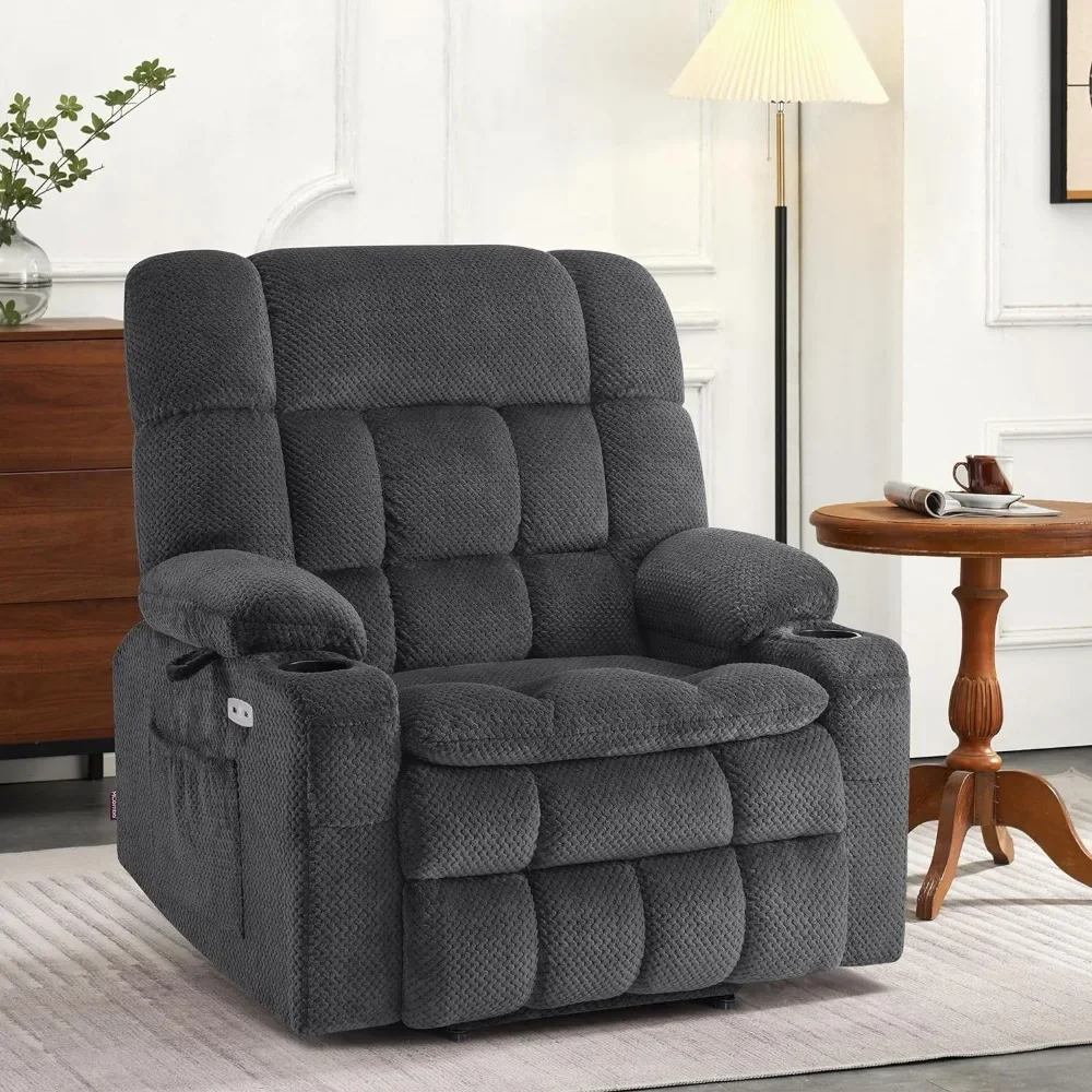 

Dual Motor Power Lift Recliner Chair Sofa With Massage and Heat for Big Elderly People Fabric (Dark Gray Infinite Position Couch