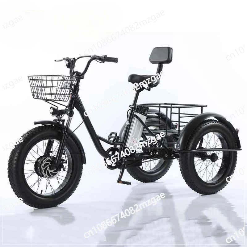 Passenger Seat for Adult 48v 500w Powerful Lithium Battery Removable 20 Inch Electric Bike 3 Wheeled Electric Tricycle With