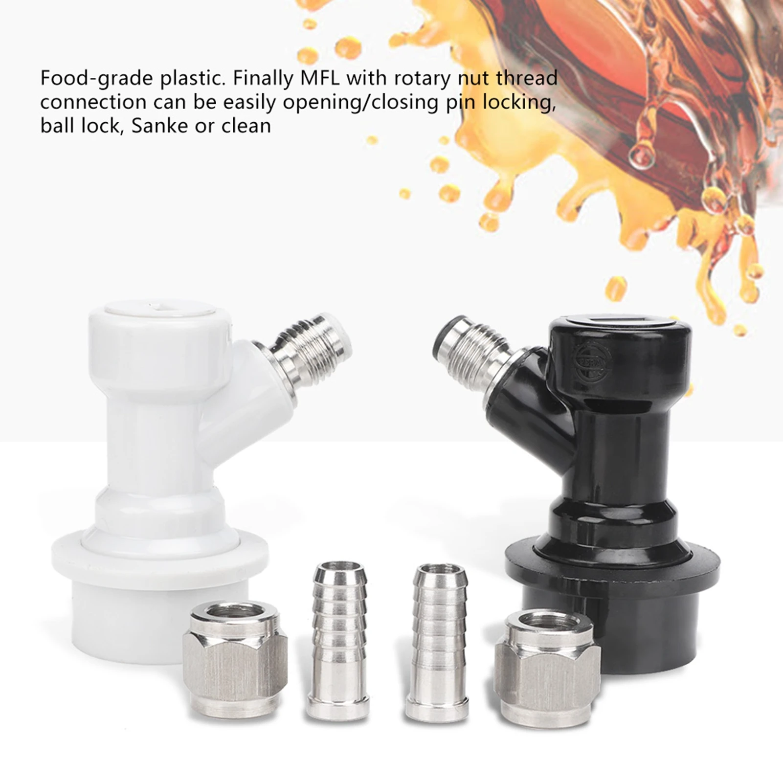 Threaded Ball Lock Keg Fittings Plastic Connector with Adapter Clamp Ball Lock Keg Fittings Plastic Ball Lock Ball Lock Keg