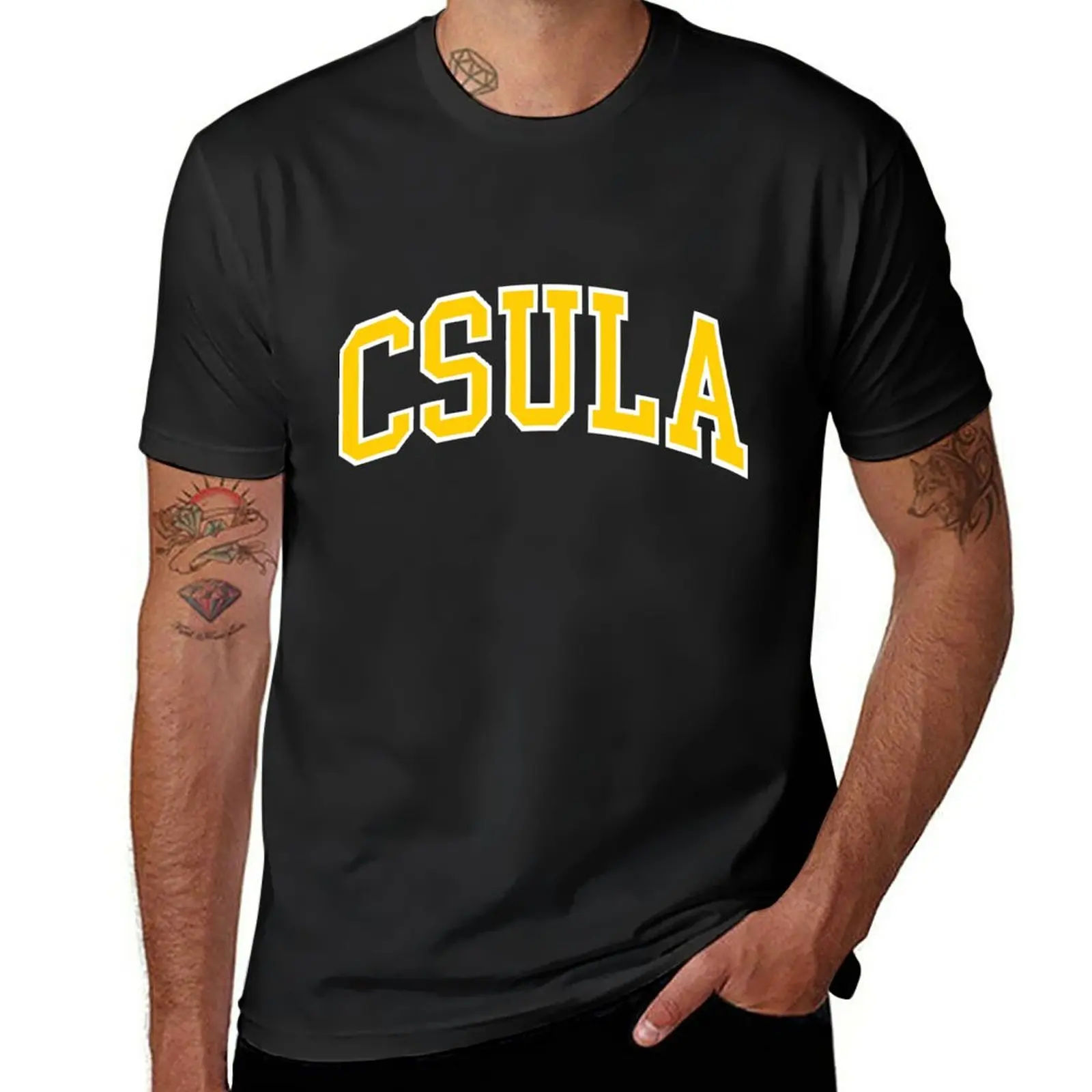 

New csula- college font curved T-Shirt tops funny t shirts man clothes t shirt men