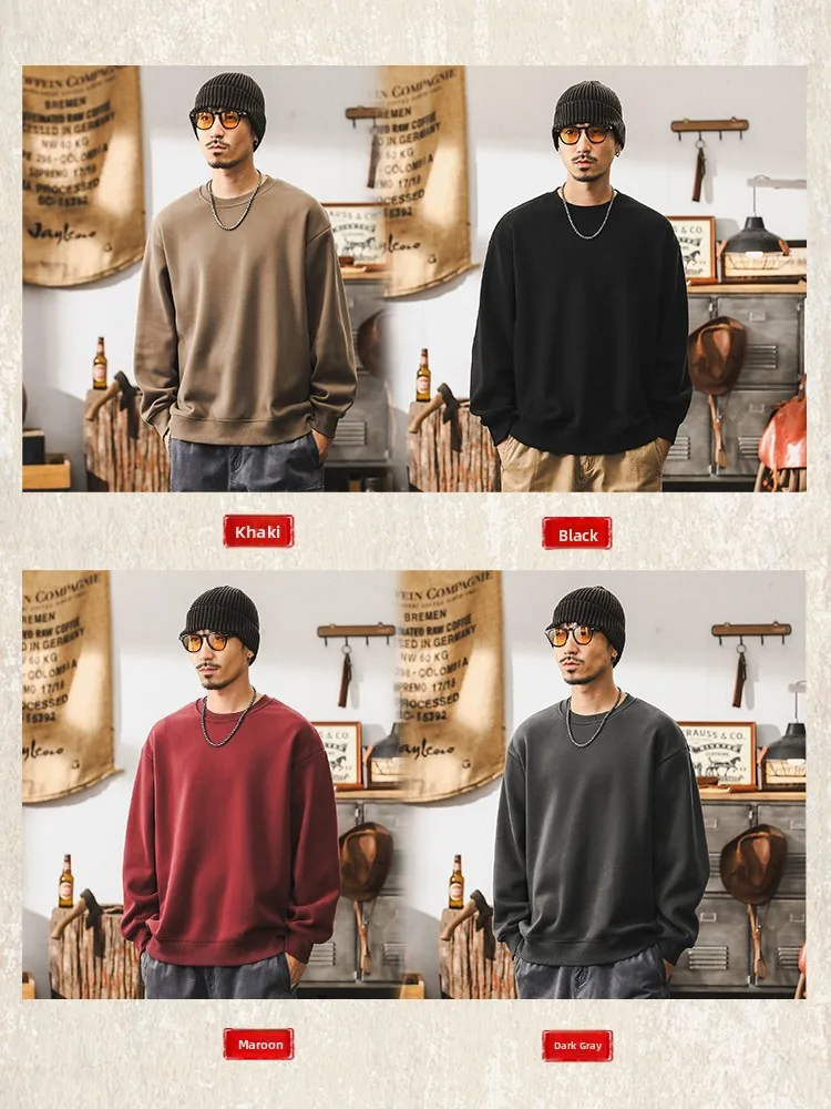 American Sle Fce Lined Hoodie Men's Casual Loose Simple Cotton Polyester Blend Long Sve round Ne Sweatirt