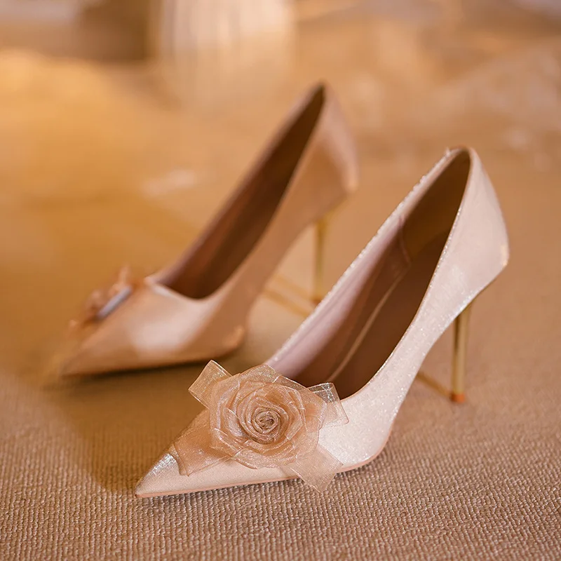 

Bloomsteps/Новые женские свадебные туфли на высоком каблуке с острым носком и цветочным принтом, свадебные туфли-лодочки на шпильке, увеличивающие рост