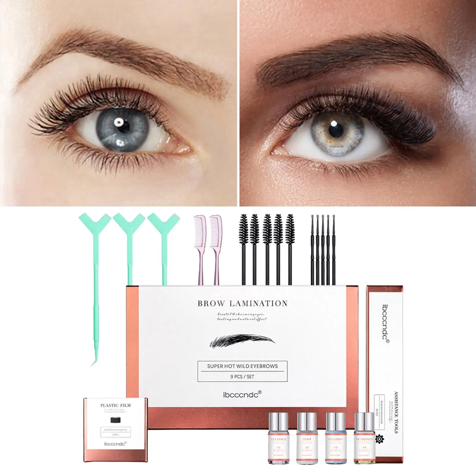 Laminierungsset mit Styling-Stick, trendig, mit Augenbrauenkamm, Starter-Set für Augenbrauen, Dauerwelle, Augen-Make-up, Profis, Anfänger, Frauen