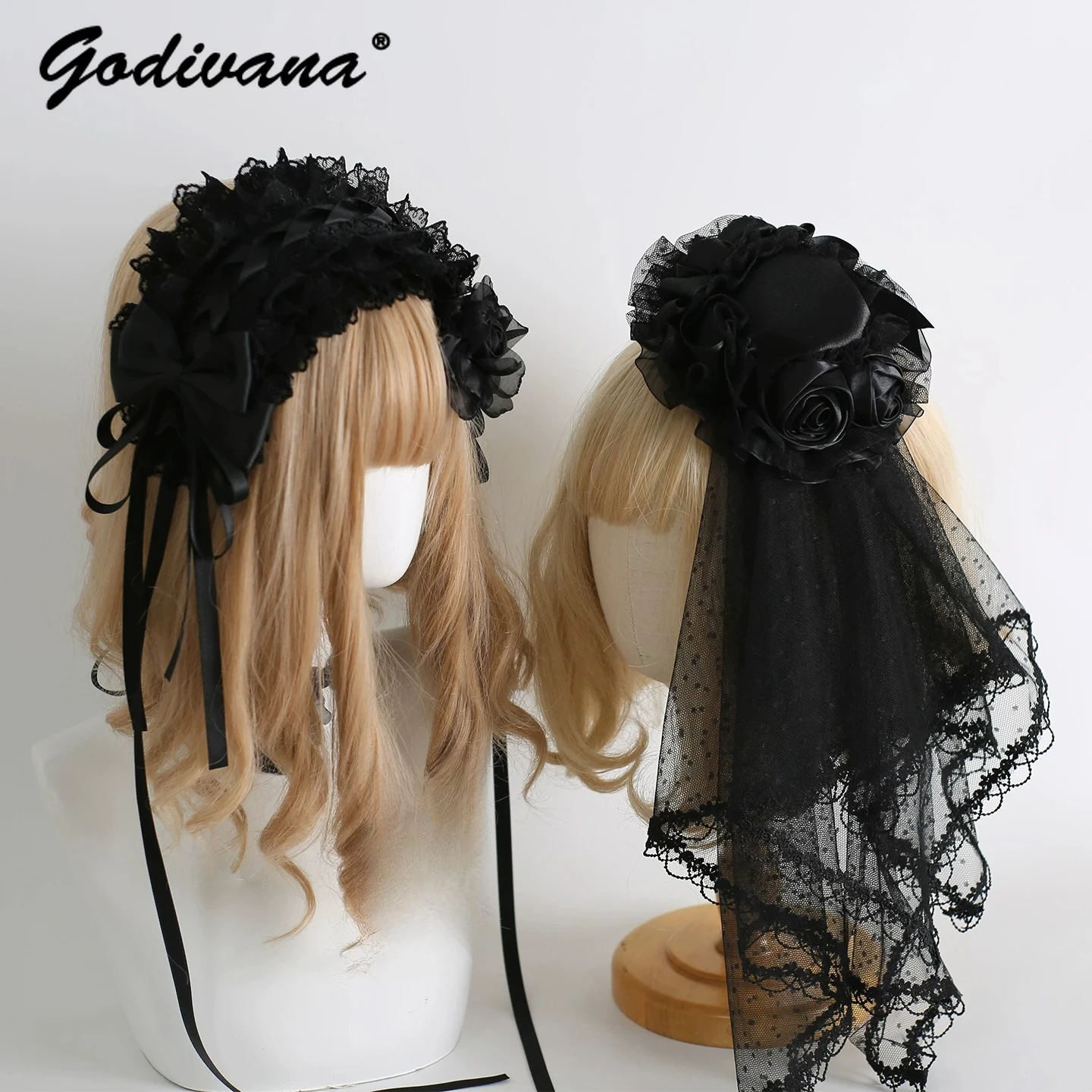 

Handmade Lolita Hair Accessories Sweet Hair Clips Girl Women's Flower Ball Bows Lace Headband Hat Veil Kc Hairband
