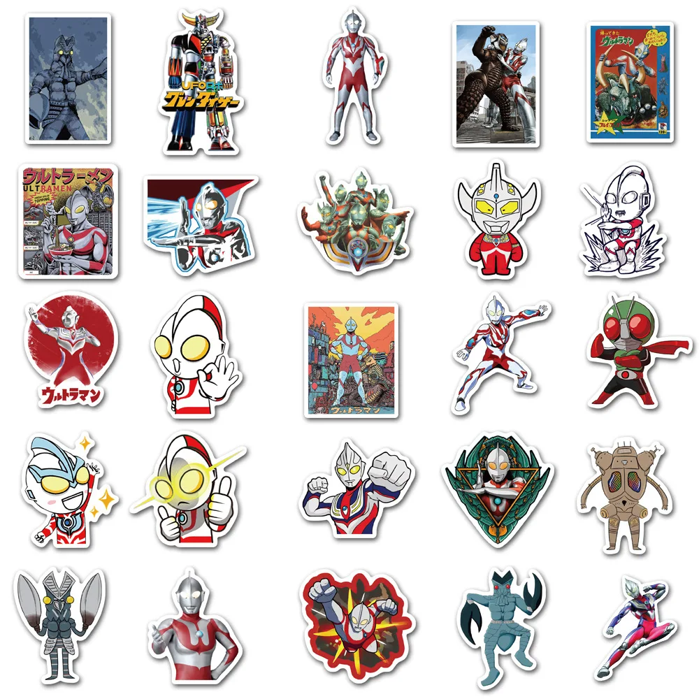 50 pçs bandai nova primeira geração ultraman dos desenhos animados graffiti adesivos diy bagagem skate geladeira notebook à prova dwaterproof água