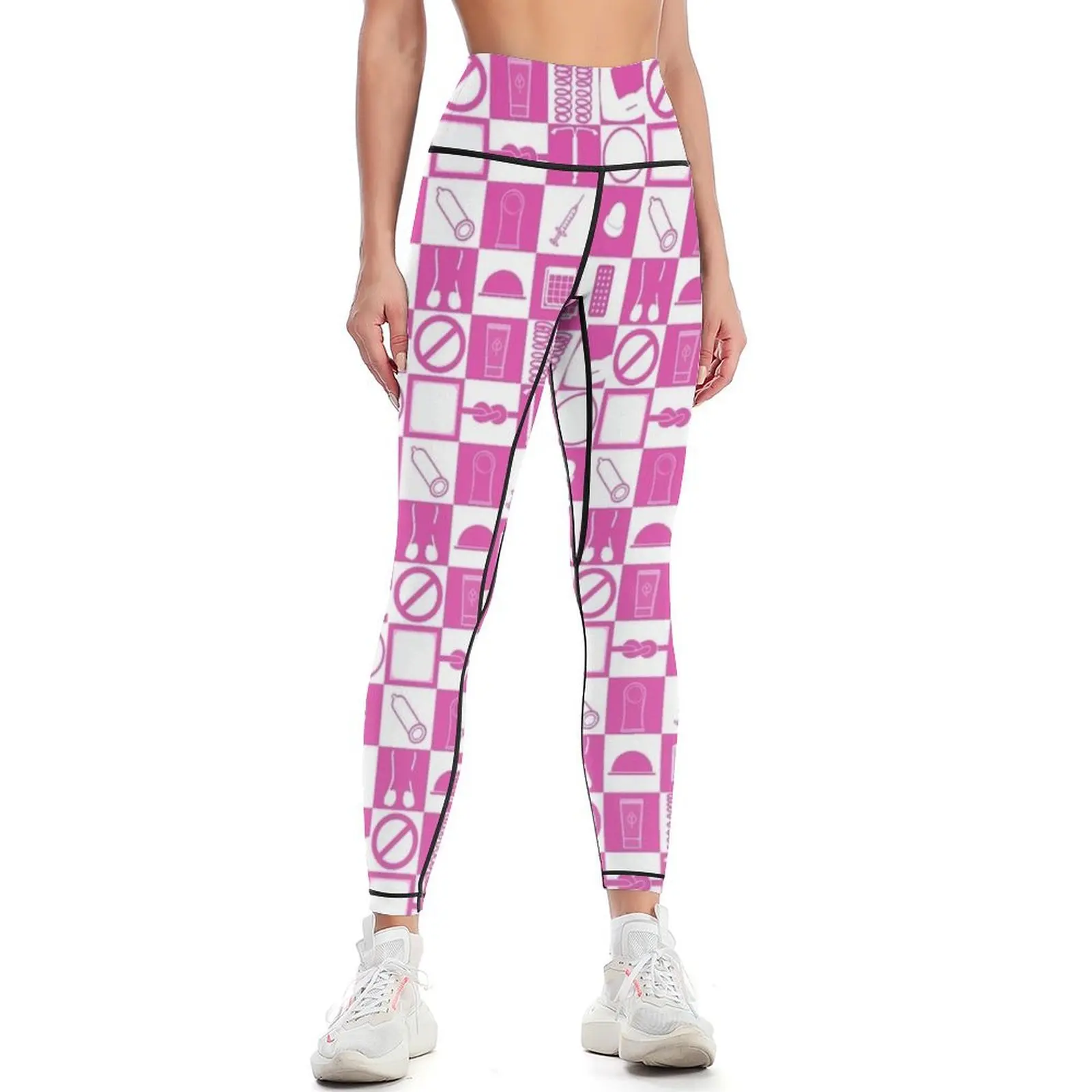 

Contraception Checkboard- Pink Leggings Sports pants for for girls gym sportswear woman gym wear Womens Leggings