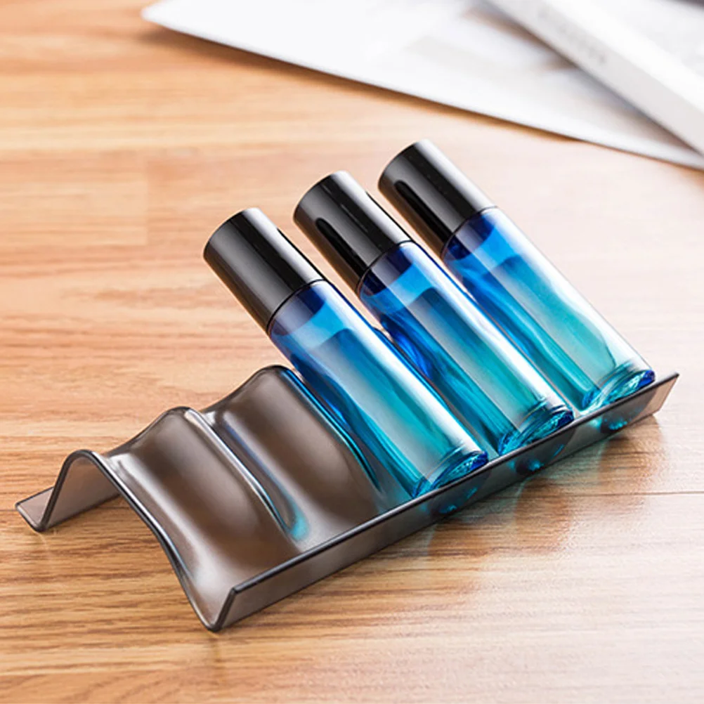 5pcs Essential Oil Bottle Storage Rack 5 Slots Black Foldable Plastic Organizer For Drawer Desktop Display Shelf Drawer Storage