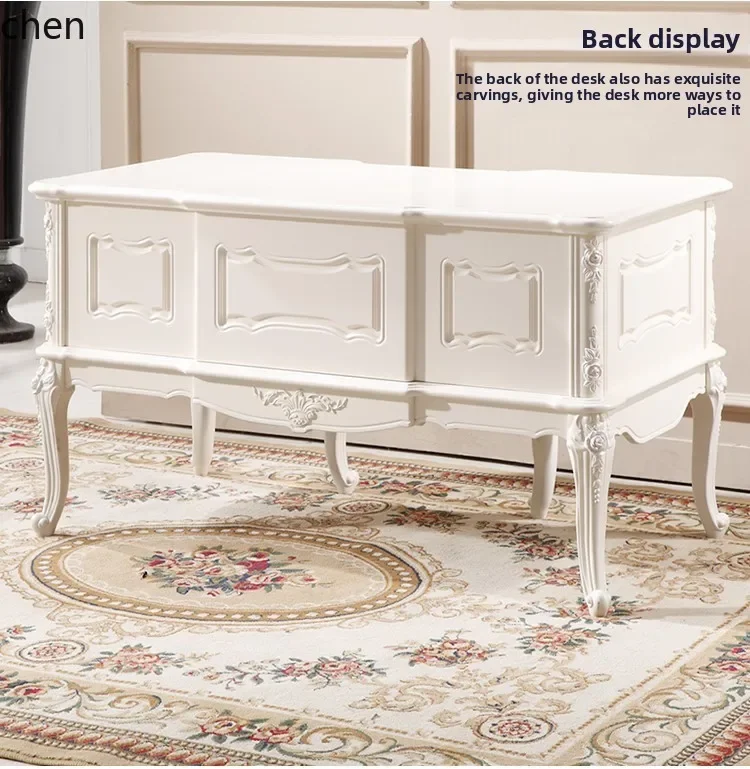 Meja belajar retro ukiran kayu solid murni HT