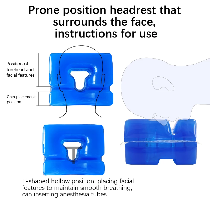 Medical fully enveloped prone headrest in operating room polymer gel pads fully enveloped prone headrest