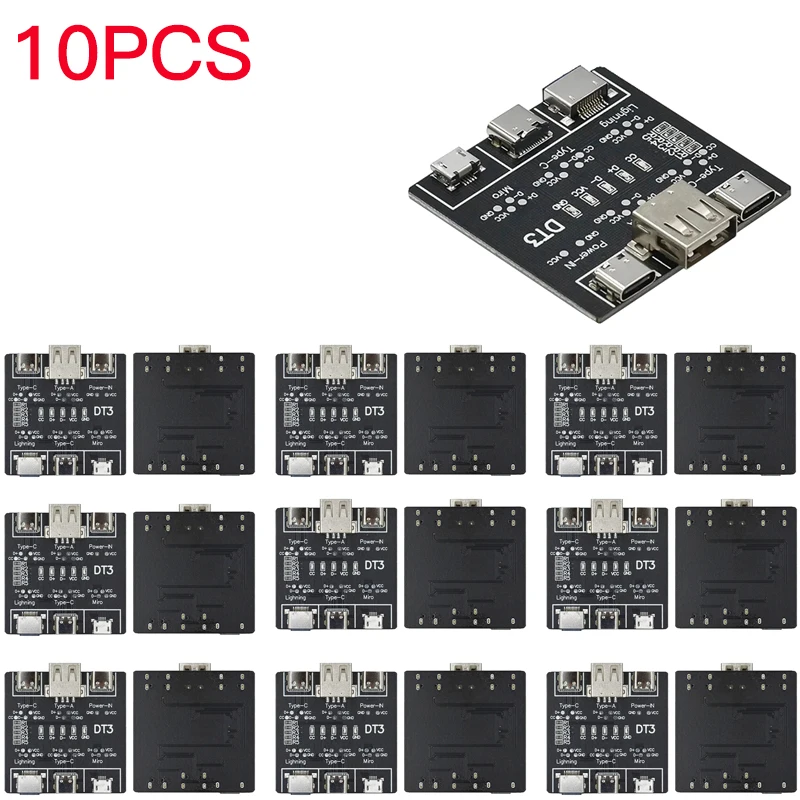 1-10PCS DT3 ON-OFF Data Cable Detection Board For iPhone Android Data Cable Type-C Micro Lightning Data Switching Test Board