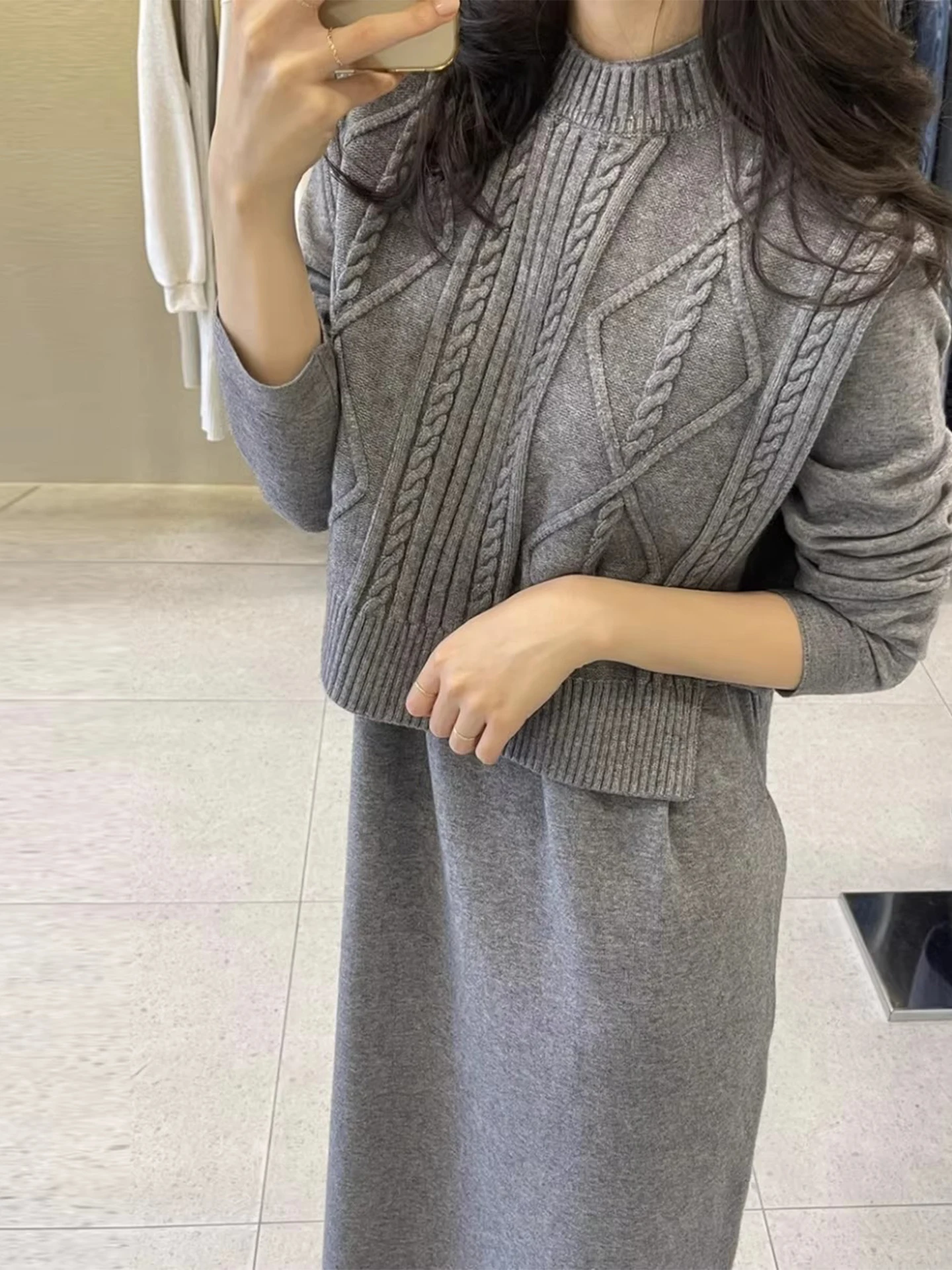 

Шикарный осенний длинный вязаный свитер Dr, женский ансамбль с многослойным льняным жилетом с цветочным принтом, модный комплект для поездок на работу