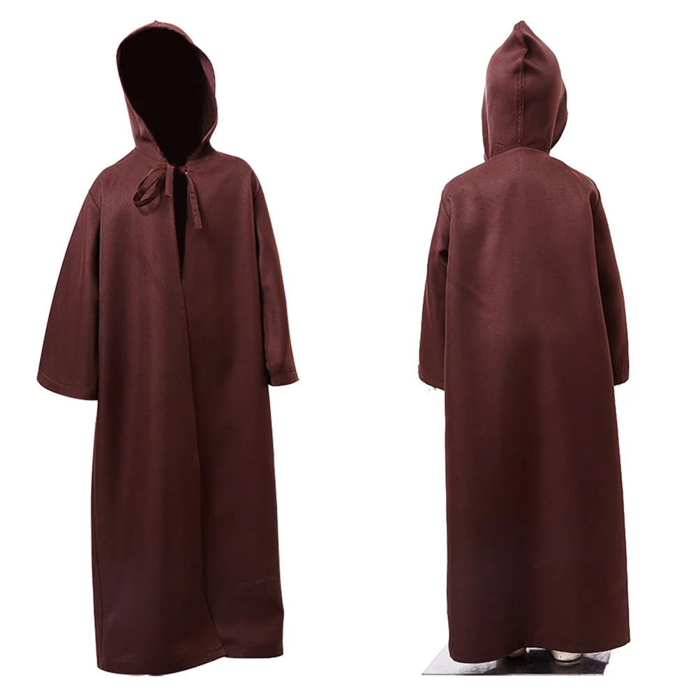 Kids Kenobi Cosplay Costume Cloak Robe Jedi Cosplay Costume Children Brown Hooded Cape Cloak Coat Halloween Carnival  Suit