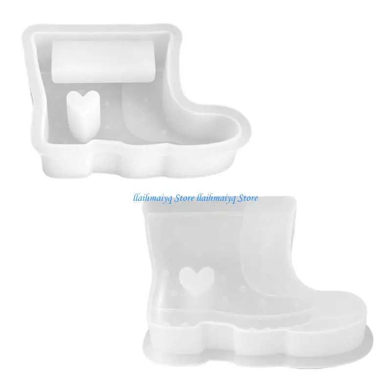 573B Heart Shaped Rain Boot Silicone Mould For Flower Vase And Resin Craft