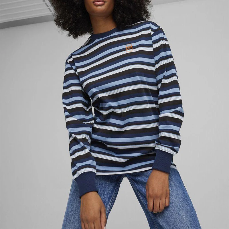 

Puma Authentic 2025 Осенняя мужская и женская полосатая повседневная тренировочная трикотажная кофта с длинным рукавом 624377-20