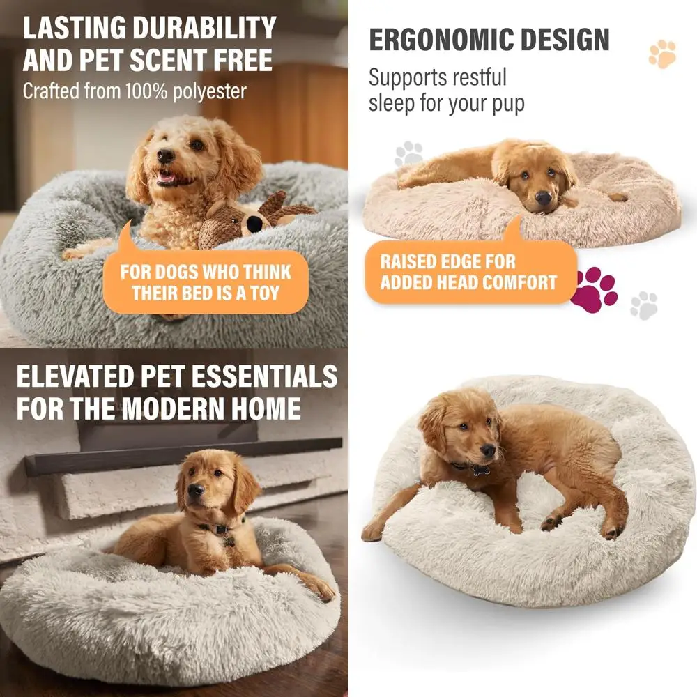 

Портативная плюшевая кровать для собак из искусственного меха, моющийся чехол, подходит для собак до 45 фунтов, идеально подходит для щенков и кошек