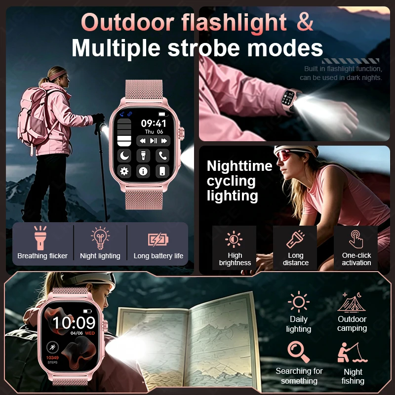 2026 New 1400mAh Large Battery Smart Watch LED Flashlight Smart Bracelet Health Monitoring Sport Smartwatch For Men Women Gifts view 3