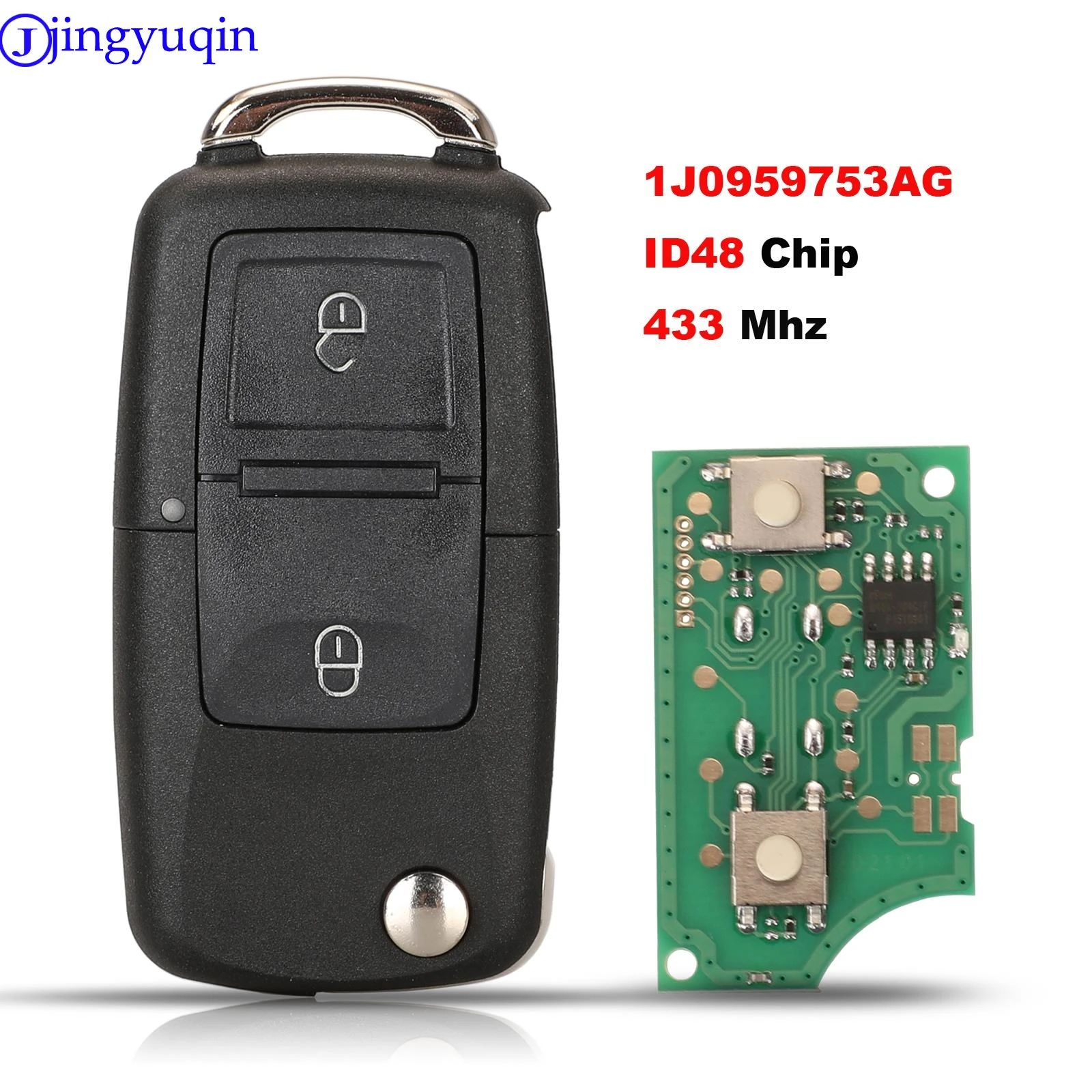 jingyuqin Remote Car Key For VW/VOLKSWAGEN Beetle Bora Golf Passat Polo Transporter T5 1J0959753AG / HLO 1J0959753AG/1M0959753E