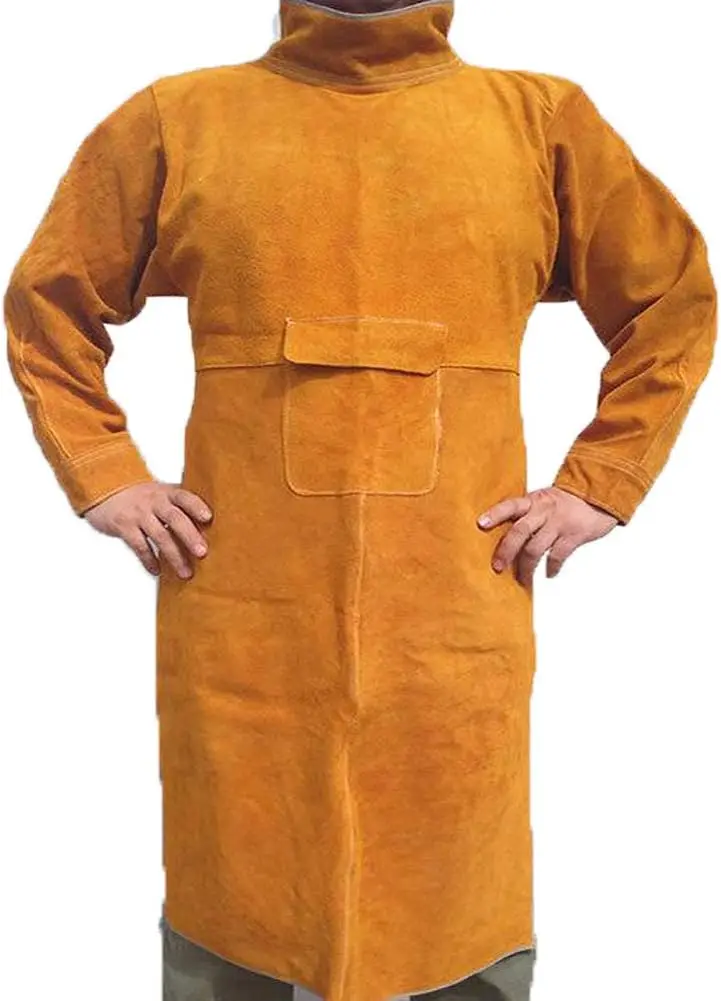 

Heavy Duty Leather Welding Apron with Sleeves, Heat and Flame Resistant for Men