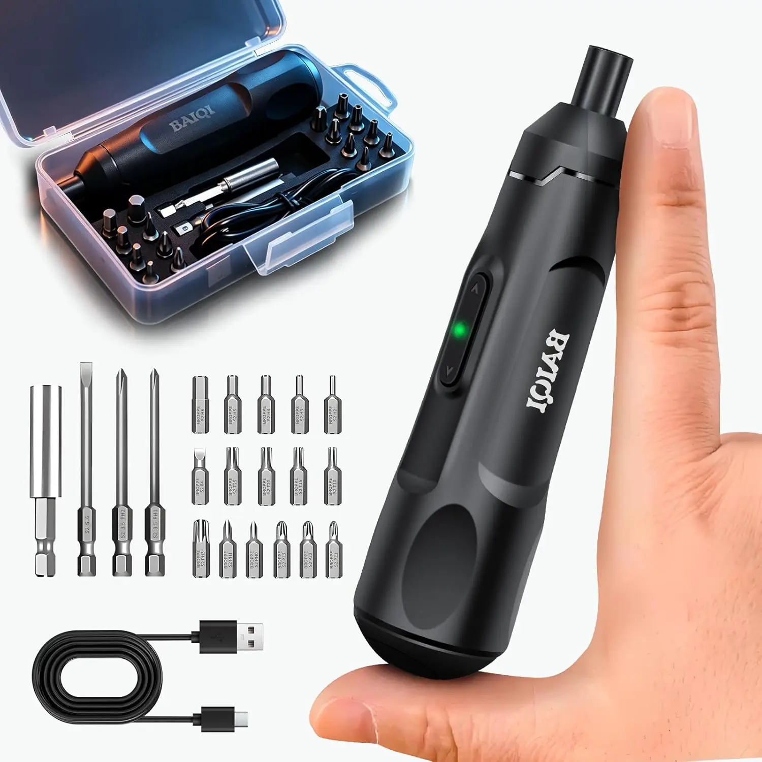 

Mini Electric Screwdriver Set, USB-C Rechargeable, 20 Bits for Home Repair
